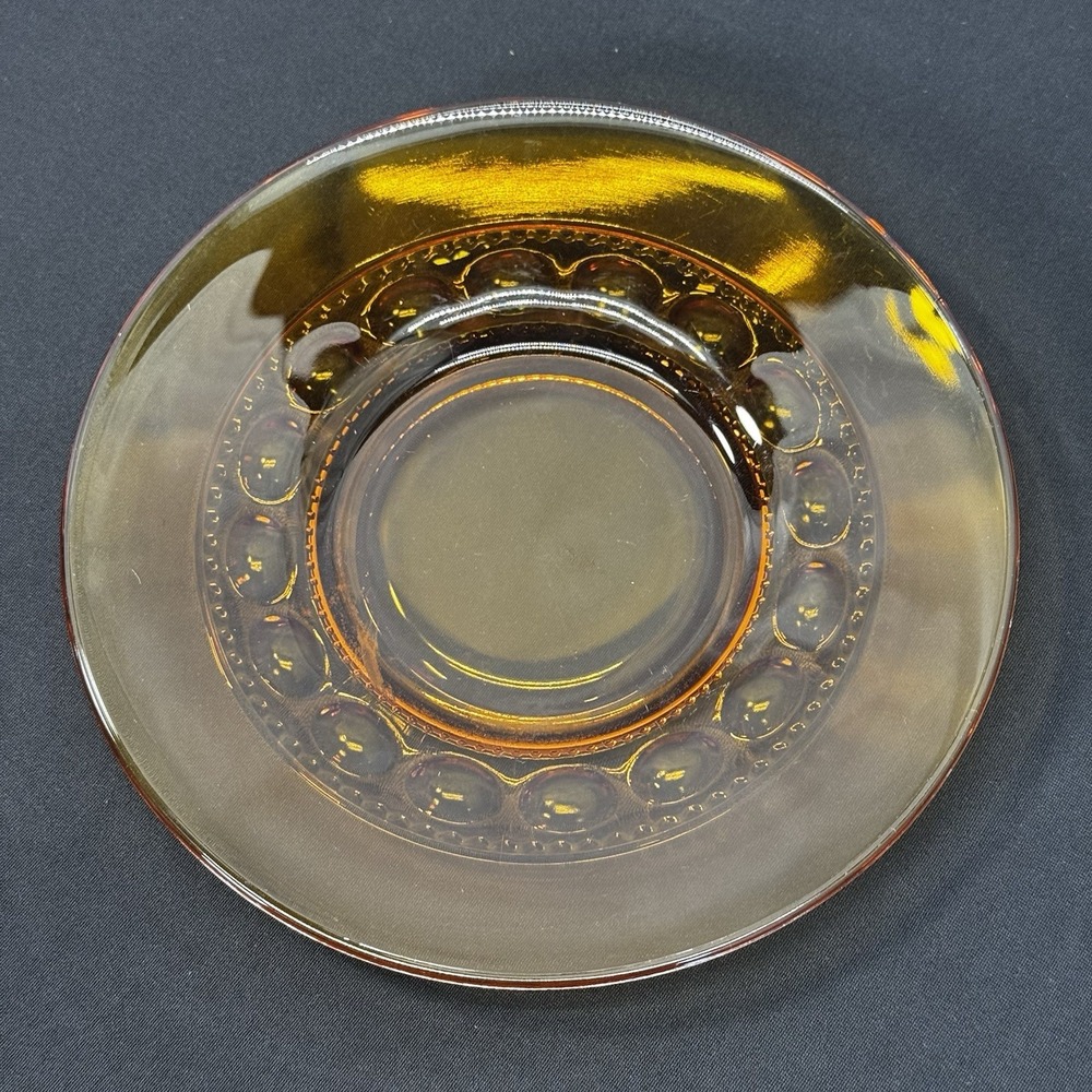 Vtg Indiana Glass Kings Crown Thumbprint Amber Salad Plate 1 Plate 8‎ 3/8"